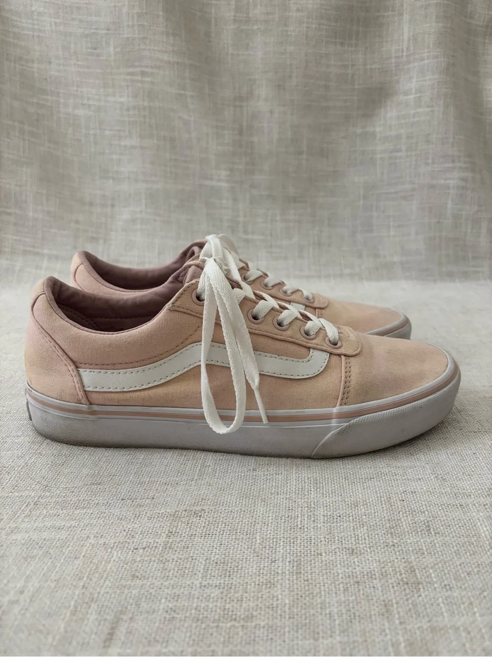 Vans Old Skool Low Top Canvas Sneakers Pink White 9